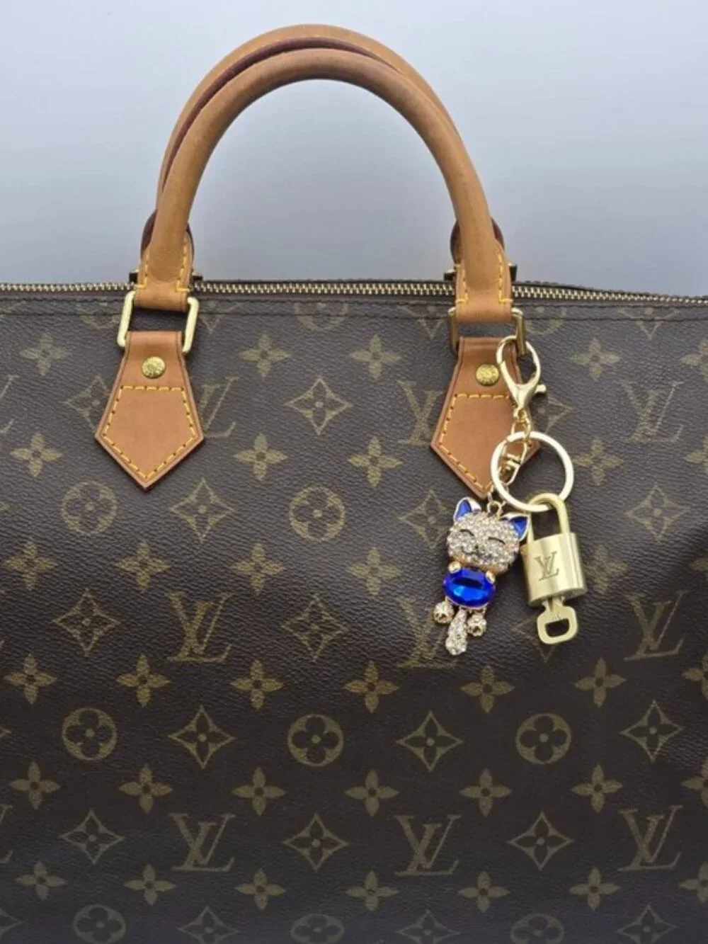 Authentic Louis Vuitton Gold Padlock & Key 🔒LV Bag Unbranded Cat Charm Keychain